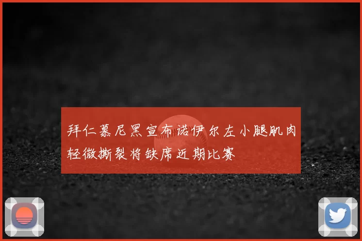 拜仁慕尼黑宣布诺伊尔左小腿肌肉轻微撕裂将缺席近期比赛